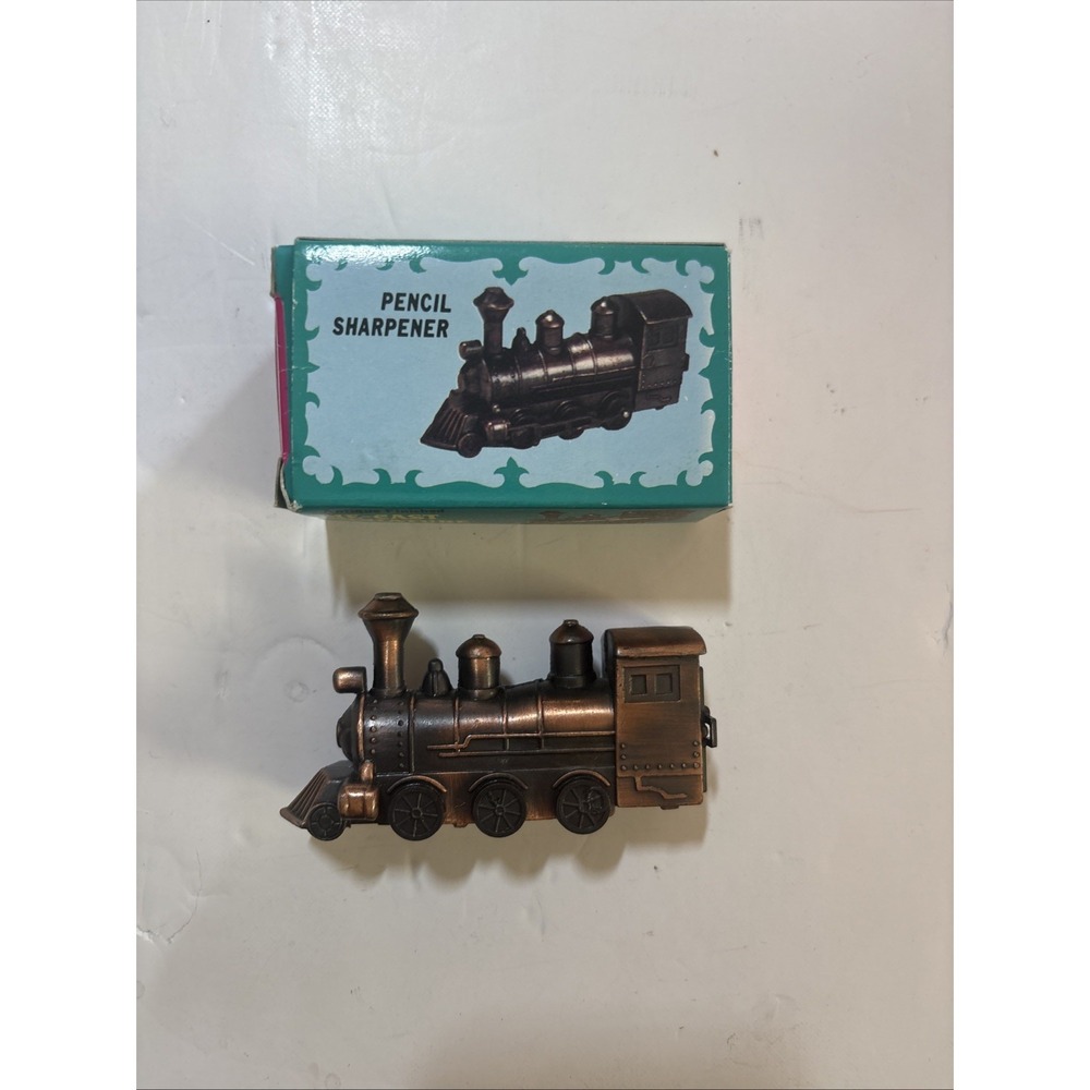 Vintage Bronze Die-Cast Metal Train Engine Sharpener Locomotive /w Box #9611 EUC